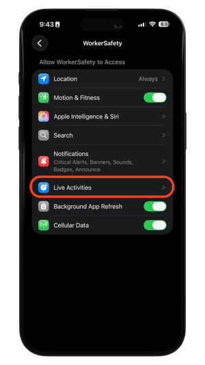 Setting Live Activities Iphone